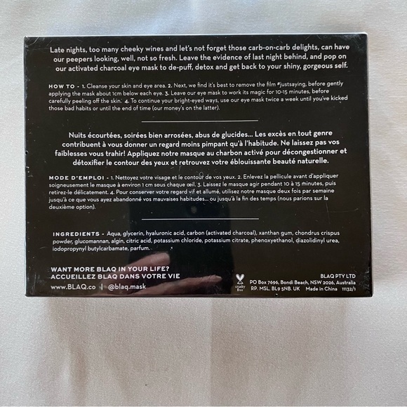 🖤2FOR$30 NWT BLAQ Hyaluronic Acid Eye Masks-5 Pairs Brand New&Sealed - Picture 3 of 3